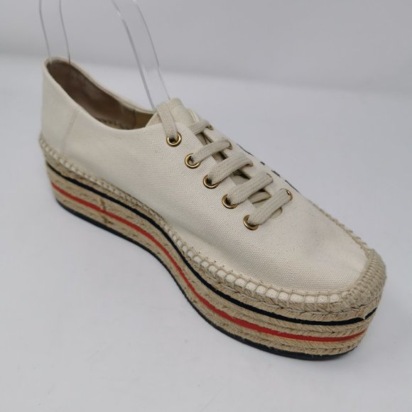 Gucci Canvas Logo Lace-up Wedge Espadrille Platform Shoes - Picture 6 of 13